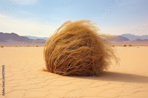 close-up of a tumbleweed caught in a desert sandstorm photo