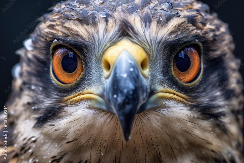 close-up of falcons fierce eyes and beak close-up of falcons fierce eyes and beak