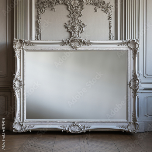 Fondo con detalle y textura de marco ornamental con espejo y decoración antigua