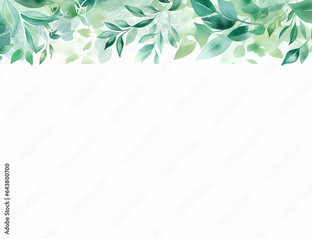 Obraz premium Watercolor illustration of mint leaves frame on white background with copy space