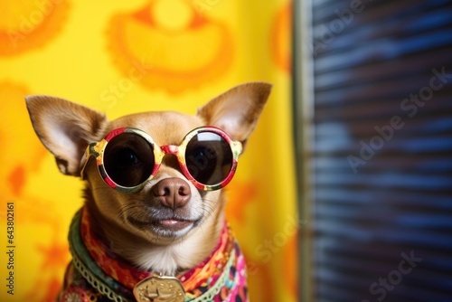 a chihuahua wearing oversized sunglasses indoors © Alfazet Chronicles