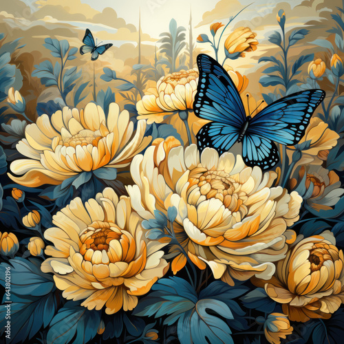 flower garden butterflies wallpaper 2d tiled 