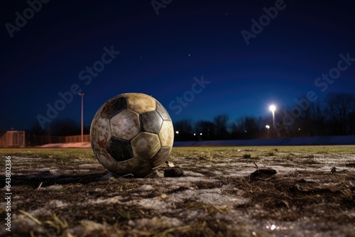 a football left behind on a deserted sports field under the starry sky © Alfazet Chronicles