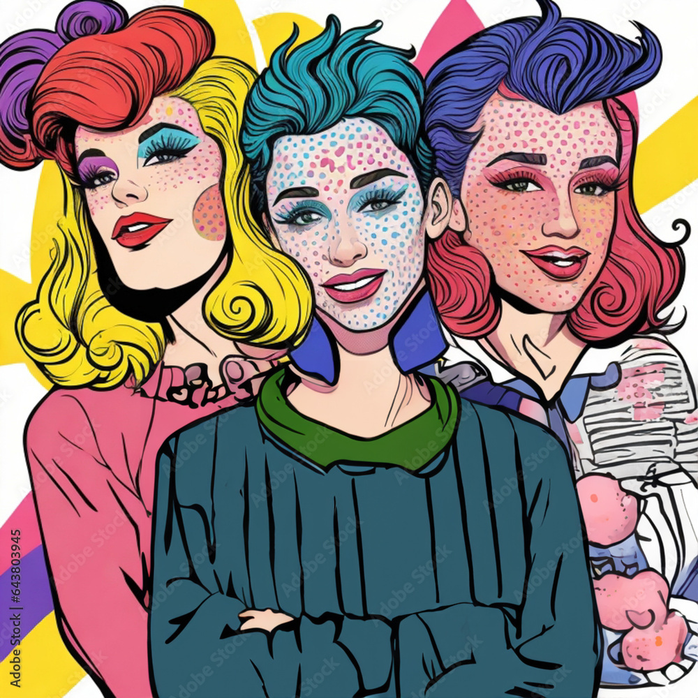 Diverse Pride Celebration: Pop Art Illustration Depicting LGBT 