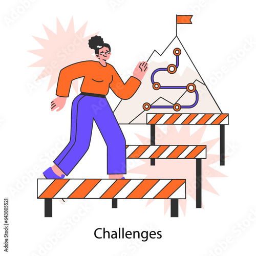 Challenge. Self-motivation and efficacy. Character overcoming obstacles