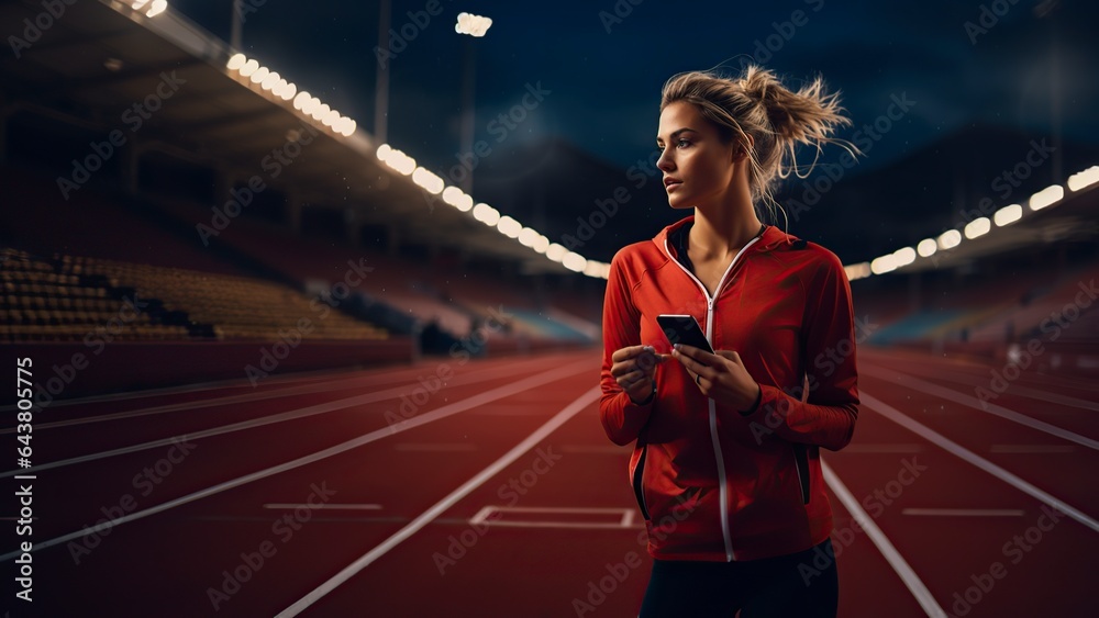 © Jorge Ferreiro - female athlete listening to music with her phone