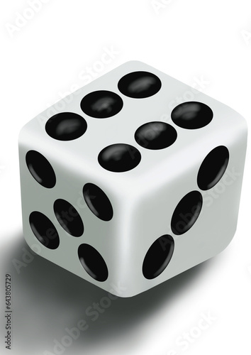 Playing dice, hand drawn drawing of a dice on the table. Handmade illustration. PNG