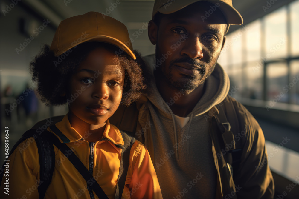 Fototapeta premium Man and little girl standing next to each other. Suitable for family, parenting, and bonding concepts.