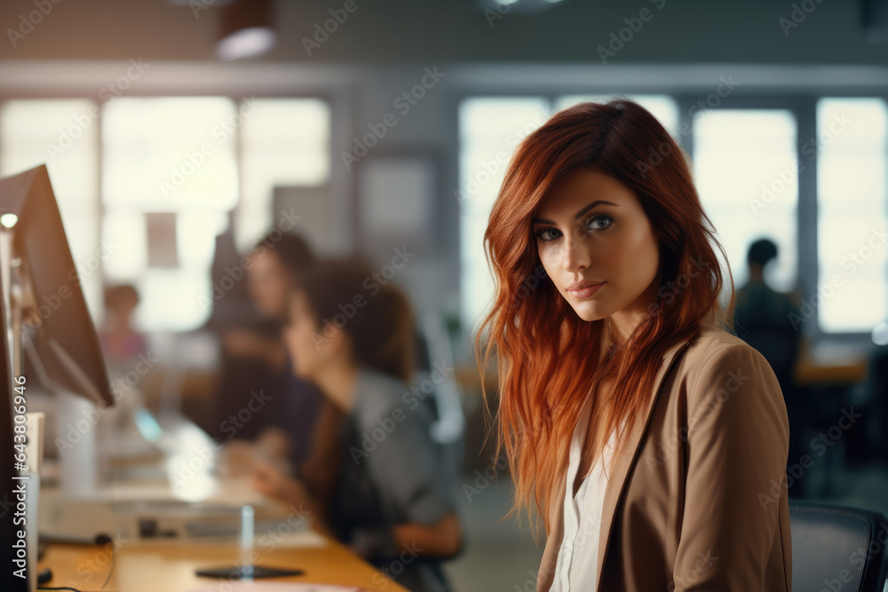 Woman sitting in front of computer monitor. This image can be used to depict technology, work, or online communication. Woman sitting in front of computer monitor. This image can be used to depict technology, work, or online communication.