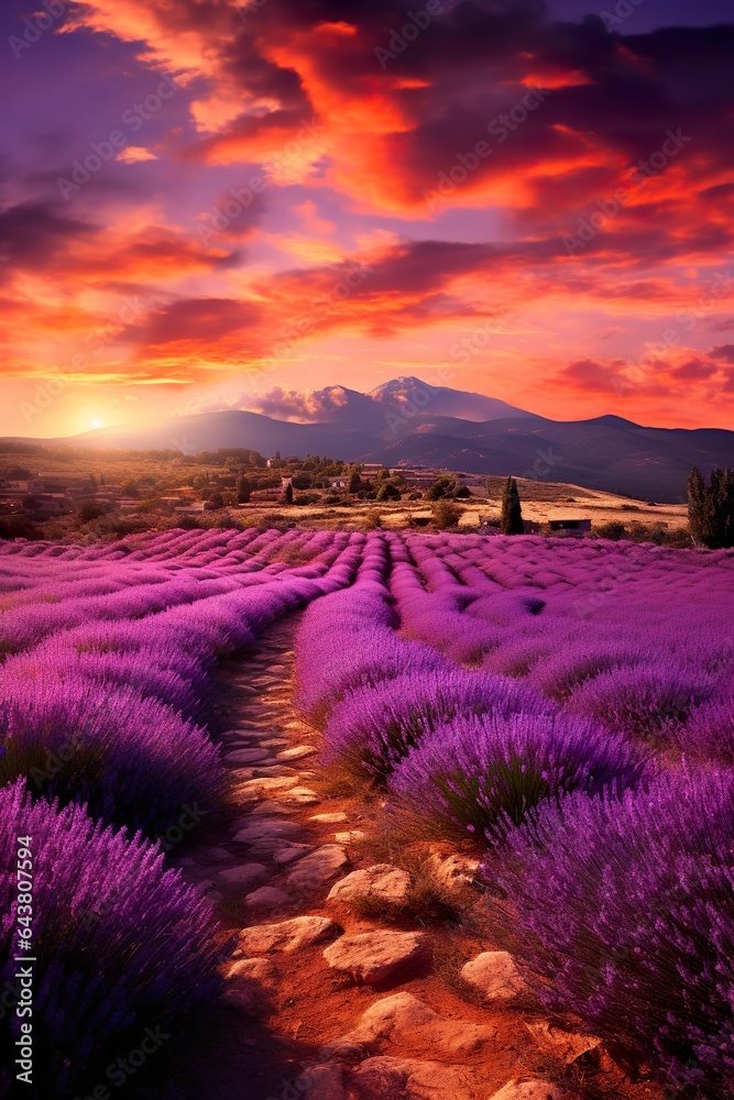 Lavender Trails, Landscape | Generative AI Lavender Trails, Landscape | Generative AI