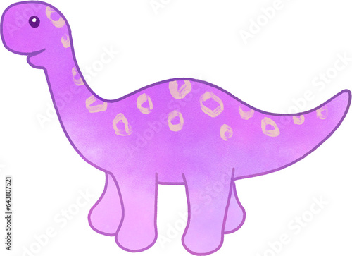 Brontosaurus adorable colorful illustration  PNG with transparency 