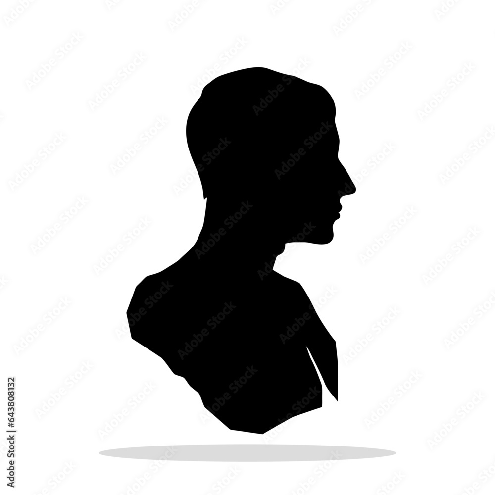 Human head icon. Male head profile silhouette. Black sign of human head. Vector illustration