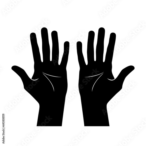 Hands icon. Silhouettes human hands. Human palm sign