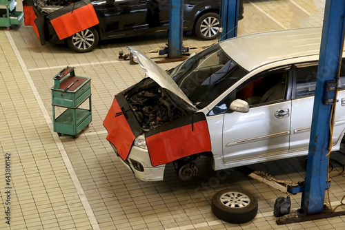 car repair shop, car repair shop at an official repair shop photo