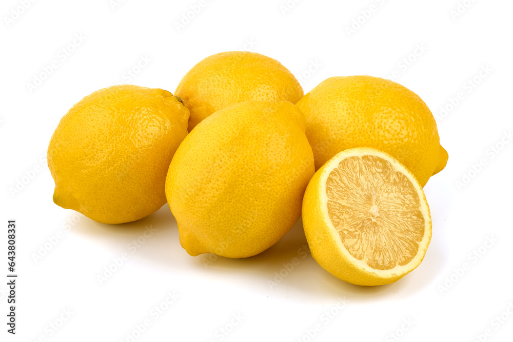 Fresh lemon fruits, isolated on white background. Fresh lemon fruits, isolated on white background.