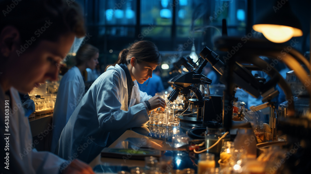 Scientist doctor scholar work under microscope Scientist doctor scholar work under microscope