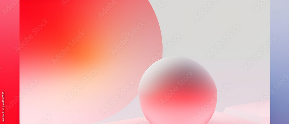 Fototapeta premium Futurystyczne gradientowe tło 3d - render. Geometryczne okrągłe kształty z gradientem i czerwonym światłem. 