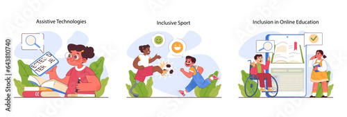 Inclusive education set. Equal educational opportunities and accessible