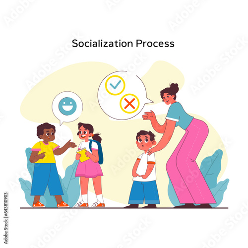 Children psychology. Kids socialization Process. Chid behavior, emotional