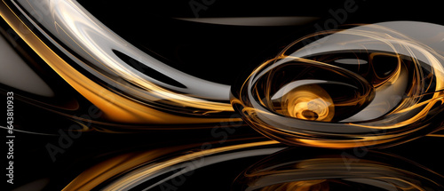Czarne abstrakcyjne tło ze złotą płynną cieczą - nowoczesność, technologia, olej, paliwo. 
