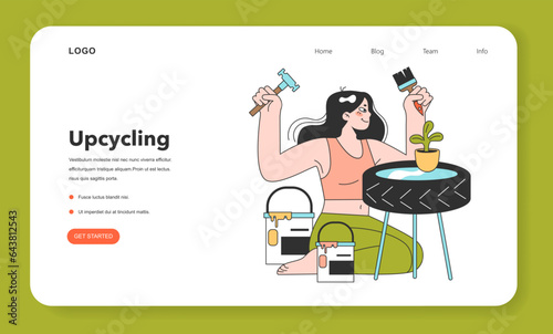 Upcycling web banner or landing page. Process and technique of reuse
