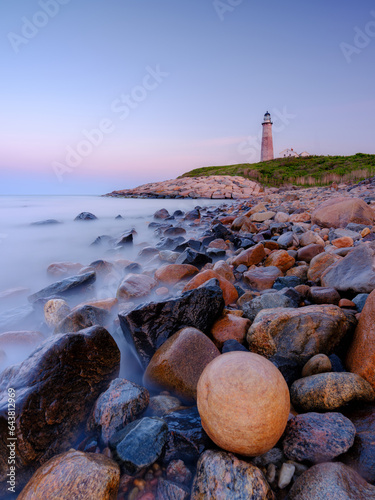 Montauk Lighthouse at sunset with long exposure