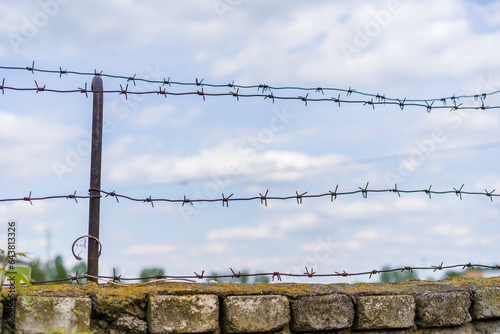 Barbed wire. Background with selective focus and copy space