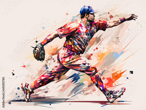 Silhouette of a baseball pitcher throwing the ball. Sports concept, American game. Generative AI