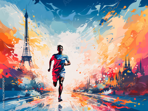Olympic Games in Paris 2024. Athletics athlete. Generative AI photo