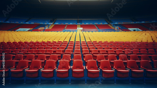 Empty red stadium seat sport event arena plastic row chair