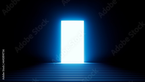 Fotografie 3d render, abstract minimalist blue geometric background