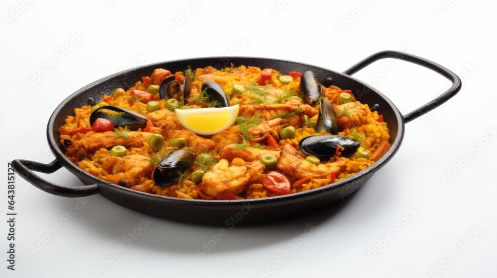Photo of a delicious seafood and rice skillet