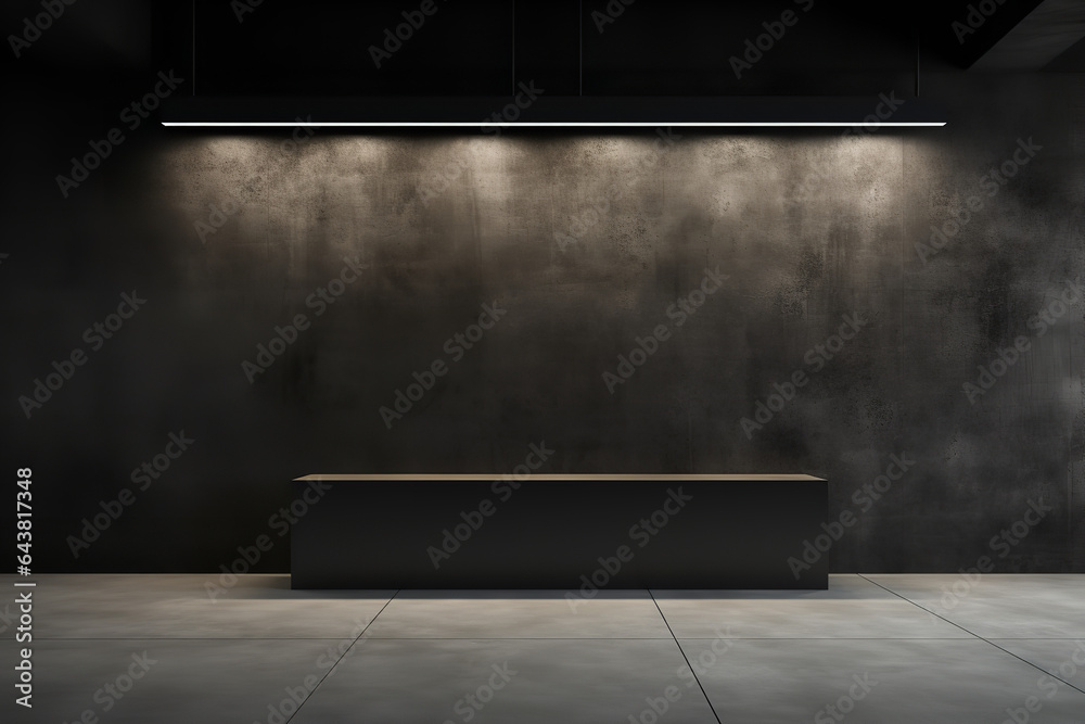 empty dark office wall for logo mockup, front view