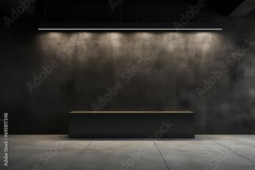 empty dark office wall for logo mockup, front view