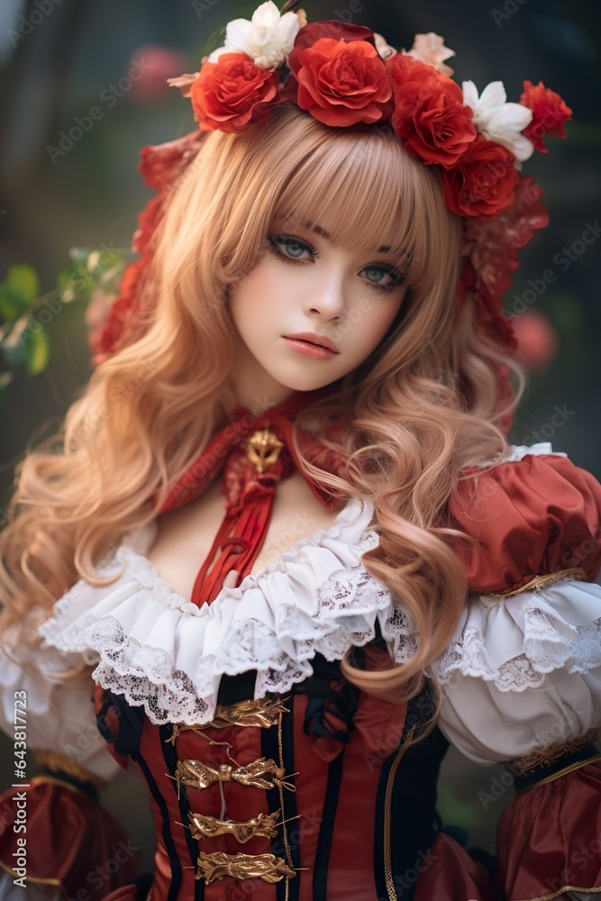 Anime Cosplay Costume on a Female Cosplayer | Generative AI Anime Cosplay Costume on a Female Cosplayer | Generative AI