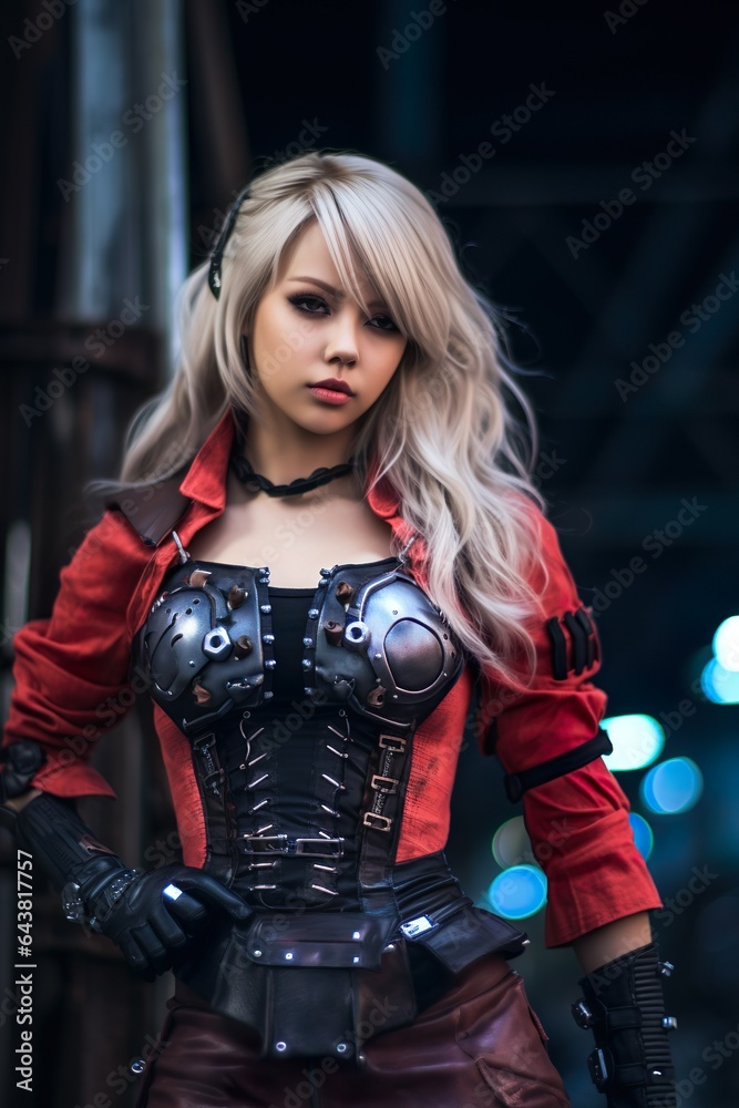 Anime Cosplay Costume on a Female Cosplayer | Generative AI Anime Cosplay Costume on a Female Cosplayer | Generative AI
