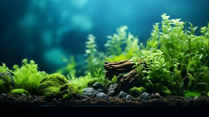 background Empty aquarium tank with aquatic plants. cool wallpaper	