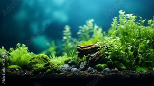 background Empty aquarium tank with aquatic plants. cool wallpaper	