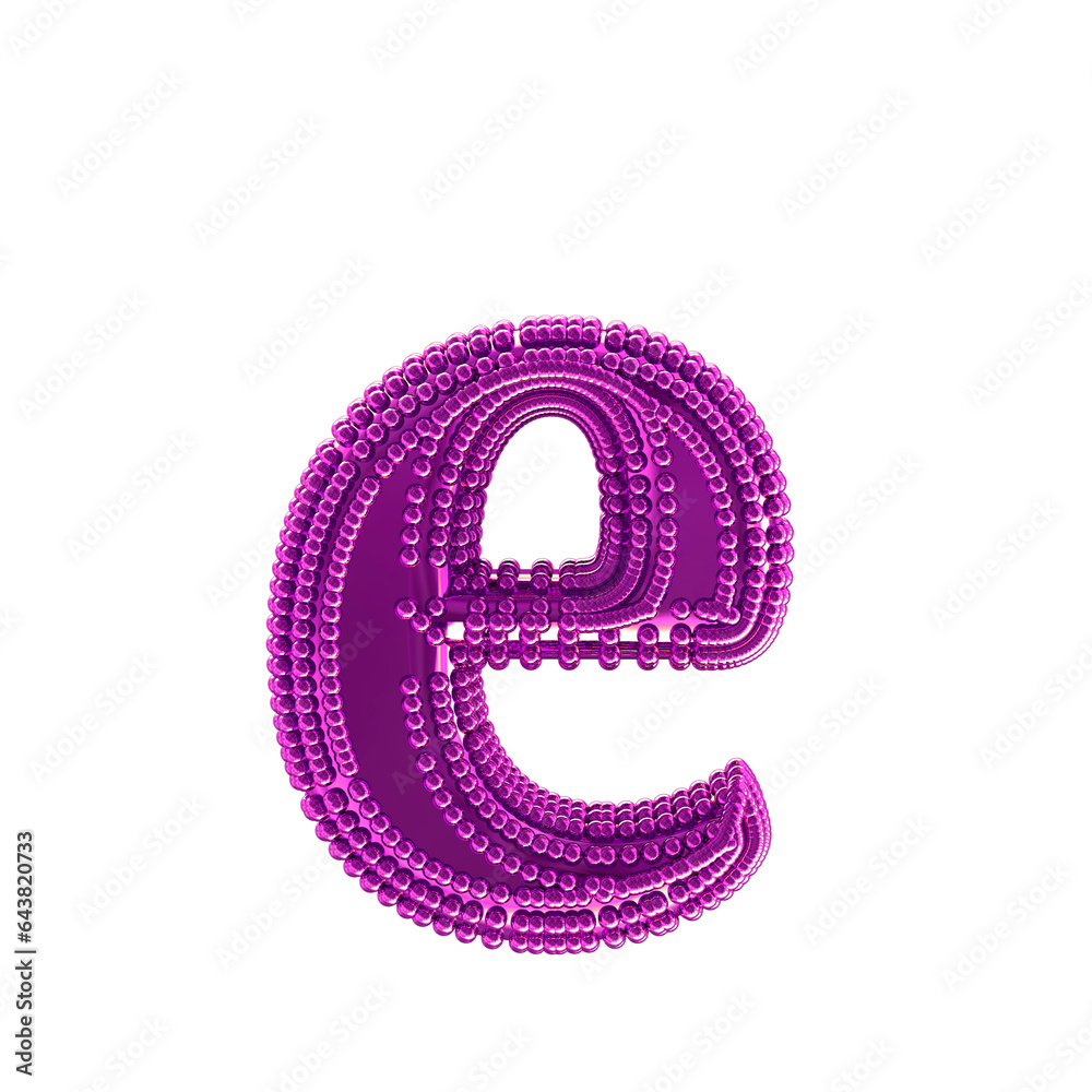 Small spheres on the purple symbol. letter e Small spheres on the purple symbol. letter e