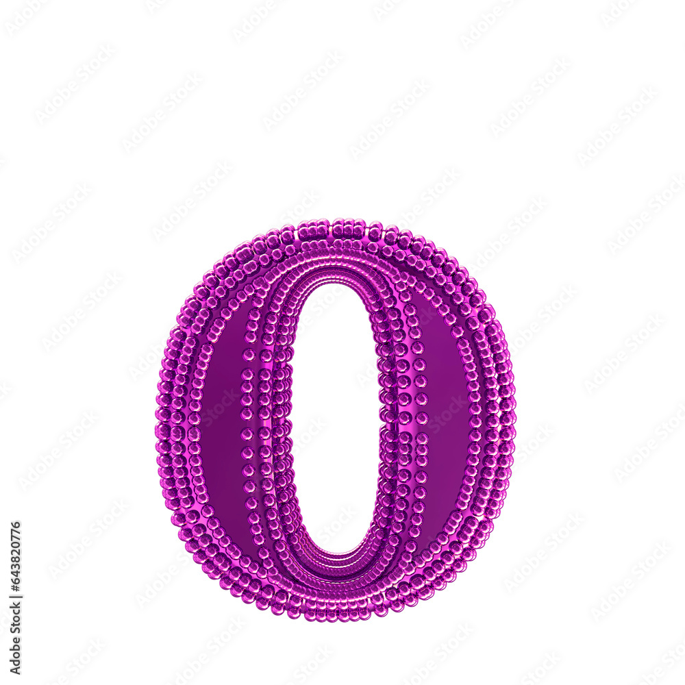 Small spheres on the purple symbol. letter o Small spheres on the purple symbol. letter o