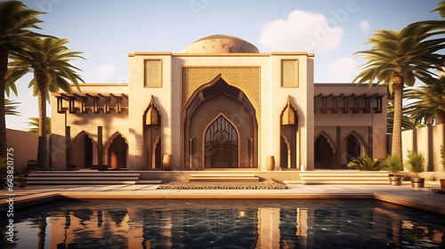 a classic arab house concept , in the style of islamic art and arhitecture