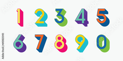 Vector creative color 3D geometry shapes' numerals. font alphabet vector illustrations.