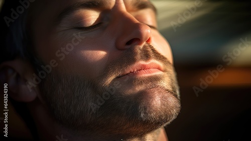 Close-up photo of sleeping man's face