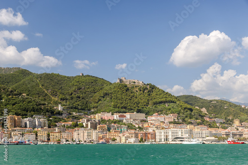 Fototapeta Naklejka Na Ścianę i Meble -  Amalfi Coast, Italy - July 27, 2023: Views of the shoreline and marina of Salerno
