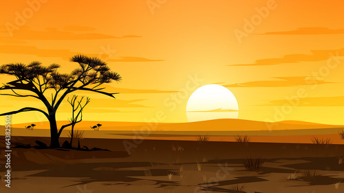Free_vector_landscape_with_trees_against_a_sunset