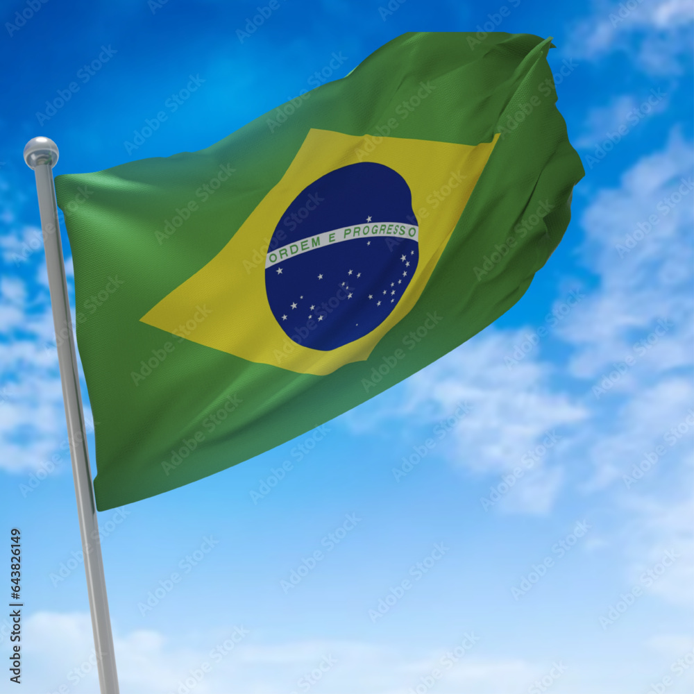 Bandeira Do Brasil Ao Vento 3d Em Png Com Fundo Céu Stock Vector