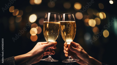 Couple toasting in a celebratory environment