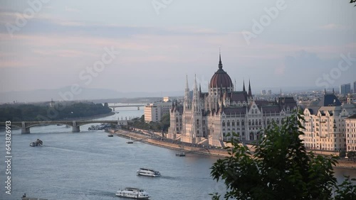 Hungarian Parlament Building and Danube River In Budapest