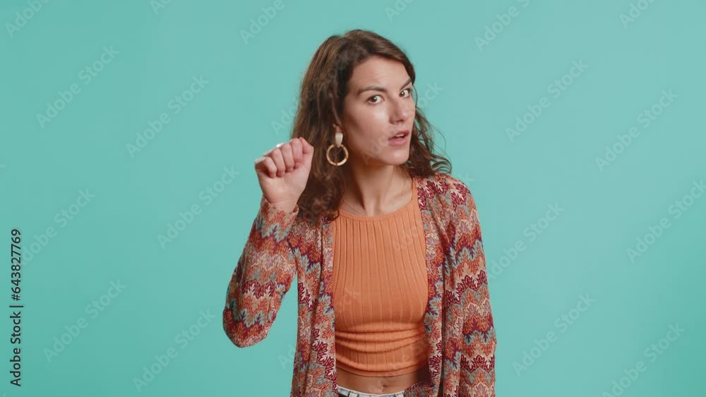 Knock Knock Who Is There Excited Young Woman Knocking Door Gesture