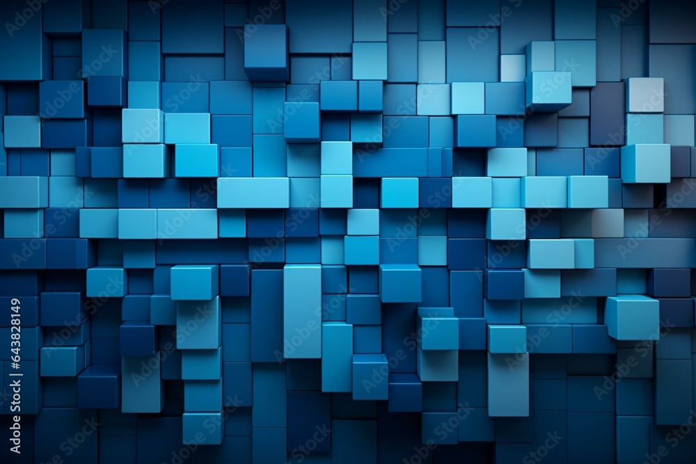 Arranged blocks on a blue tech background. Generative AI